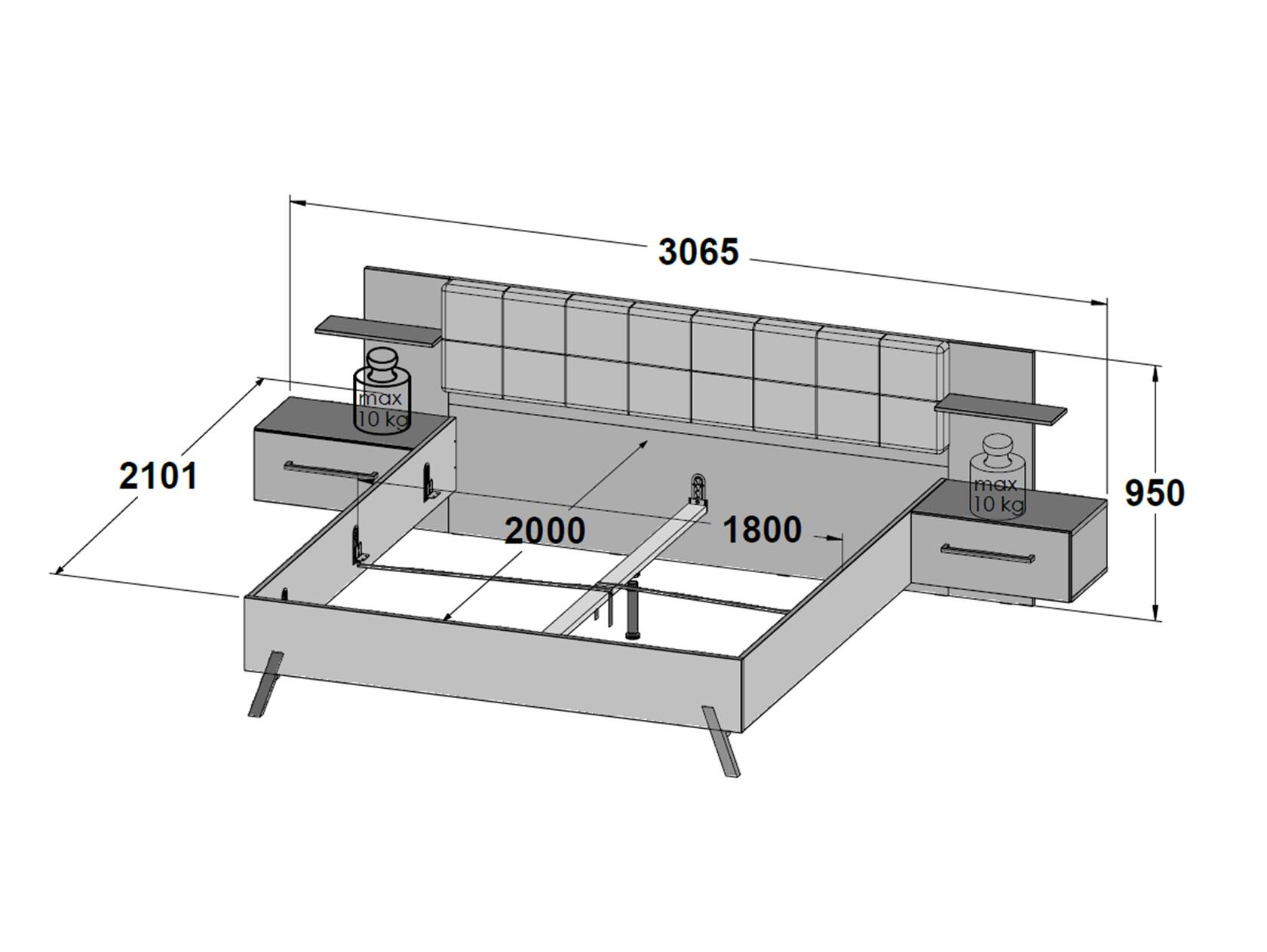 Eichefarbig/Weiß KACY 220 Flagstaff Dekorspanplatte, Material cm Schlafzimmer, Komplett