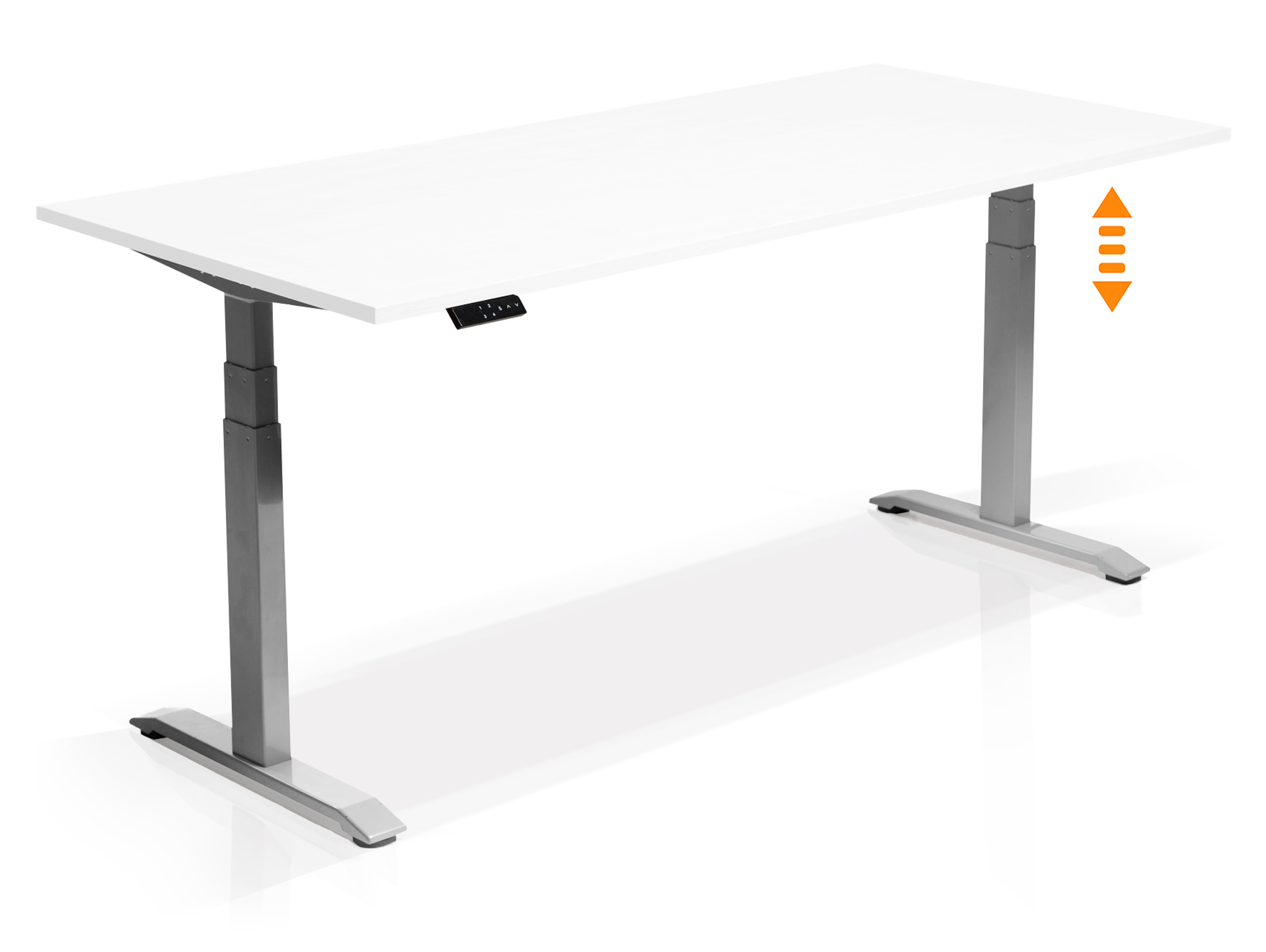 OFFICE ONE elektrisch höhenverstellbarer Schreibtisch / Stehtisch, Material  Dekorspanplatte 120x80 cm | weiss | grau
